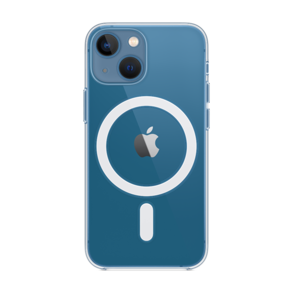 Coque iPhone 13 revêtement métallique Magsafe transparent (bleu