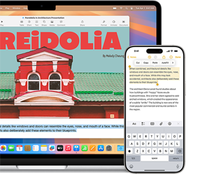 App Recopie de l’iPhone, avec l’écran de l’iPhone affiché sur un MacBook Air