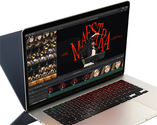 MacBook Air affichant un montage vidéo pour mettre en avant les capacités de la puce M4